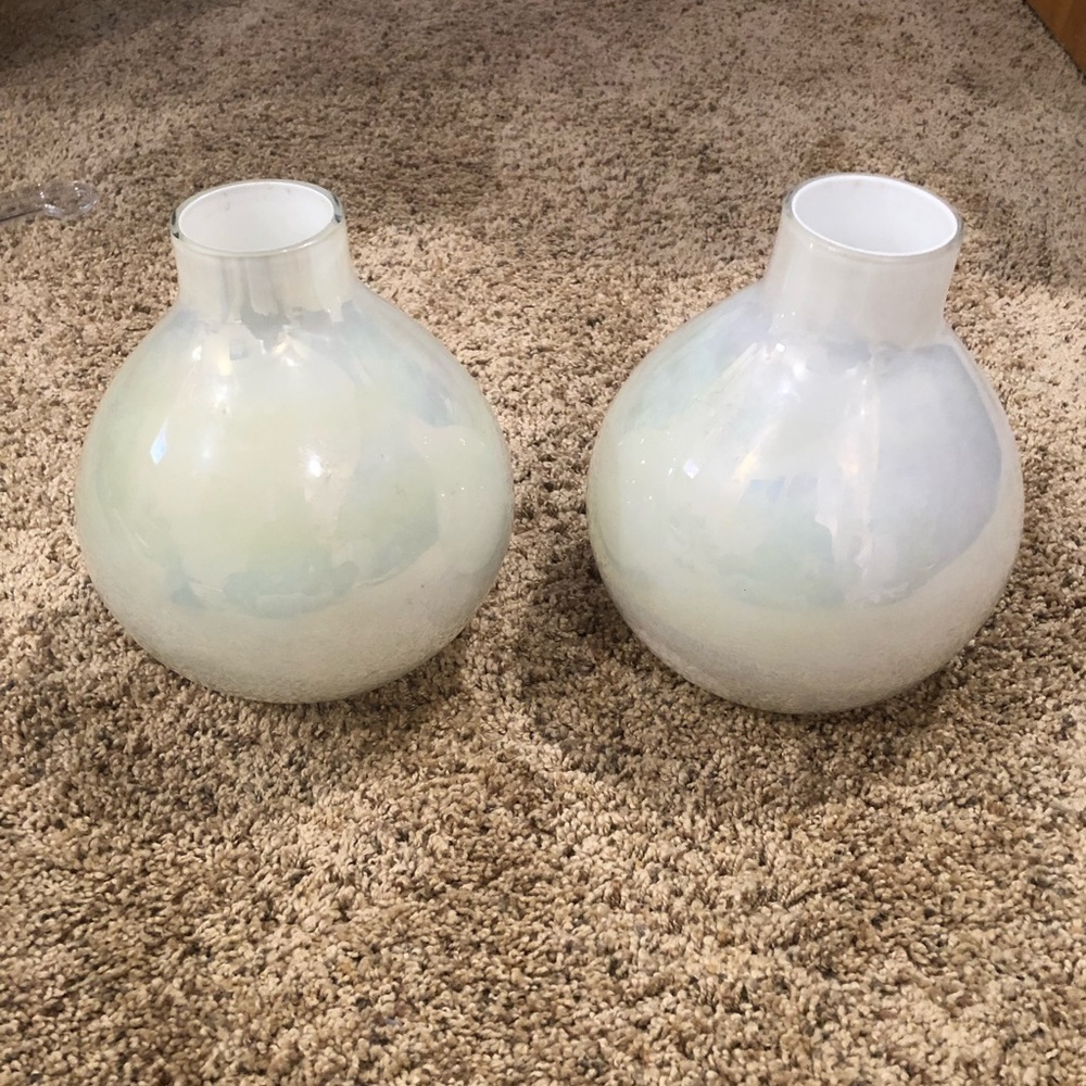 Crate And Barrel Opalescent Rounded Bud Vase Thick 7” T made in Poland